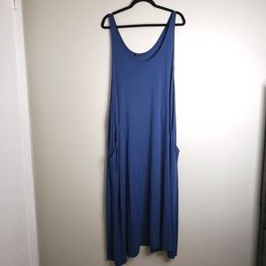 Eileen Fisher 1X blue viscose racerback midi dress